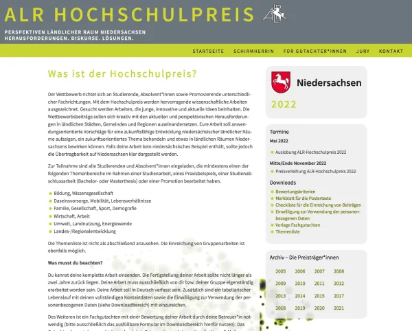 Startseite von www.alr-hochschulpreis.de