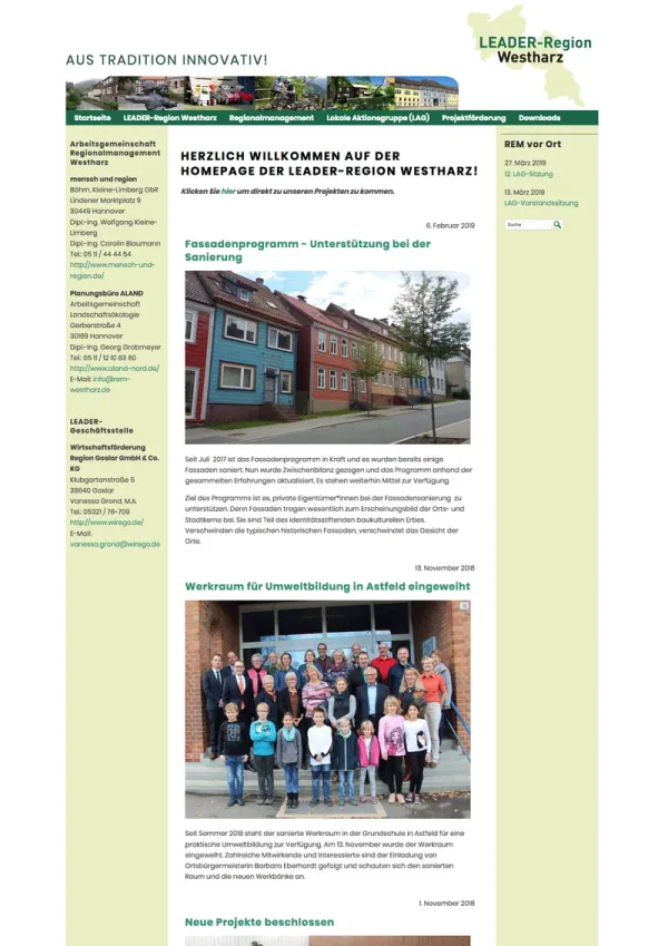 Die Website der LEADER-Region Westharz