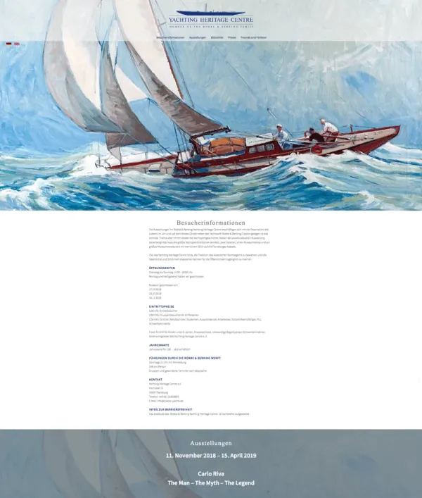 Homepage des Yachting Heritage Centre in Flensburg