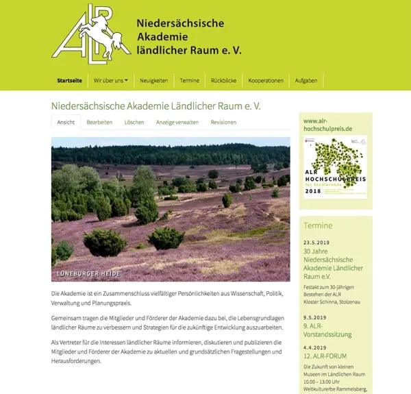 Homepage der Niedersächsischen Akademie Ländlicher Raum e. V.